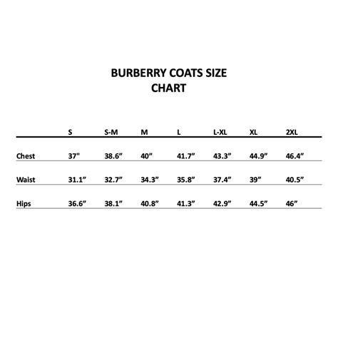 Burberry size chart pdf